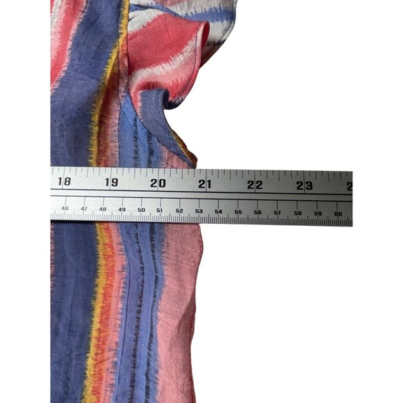 Zac & Rachel Top L Multicolor Striped‎ Ruffle Sleeve Blouse Large - Picture 10 of 11